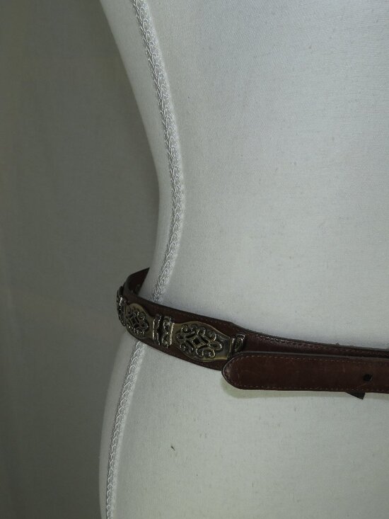 Vintage Brighton Western Concho Leather Belt • Tooled Metalwork • USA‑Made Arti main image 4